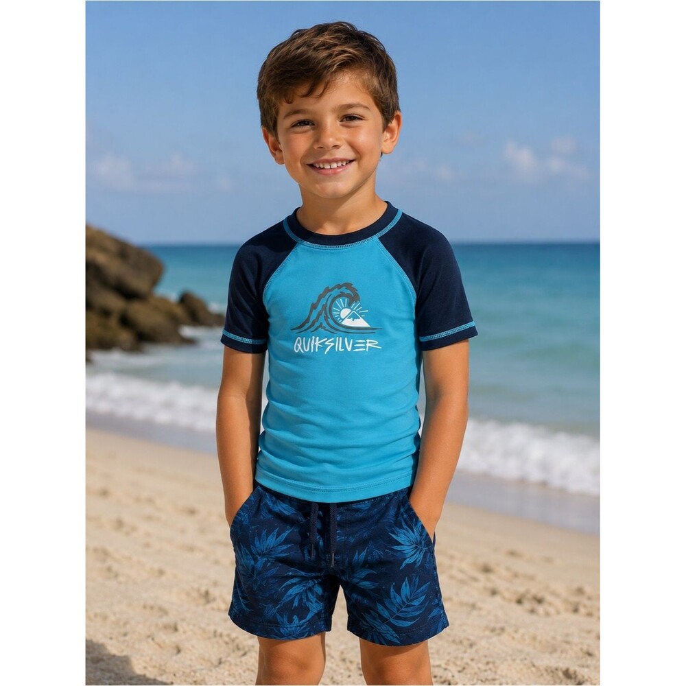 Quiksilver Boy Girl Toddler Short Sleeve UPF 50 Rash Guard Beach Swim Shirt 6